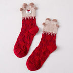 Santa Claus holiday socks with playful animal pattern for women