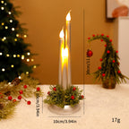 Red LED candle decoration for Christmas mantel or windowsill