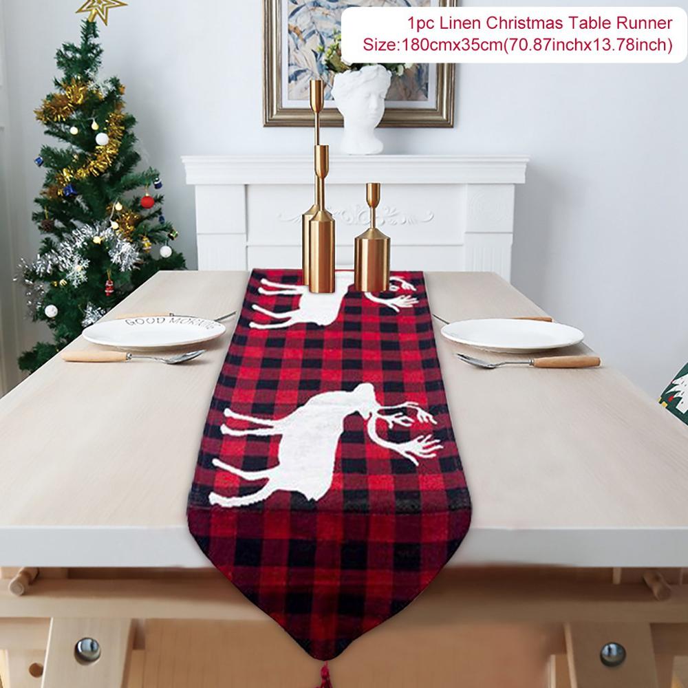 Snowman embroidered table runner adding festive warmth to dining table