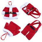 Festive Christmas tableware set with jacket and pants style holders