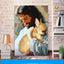 Jesus portrait with chihuahua companion, spray-painted canvas wall art for faith home decor