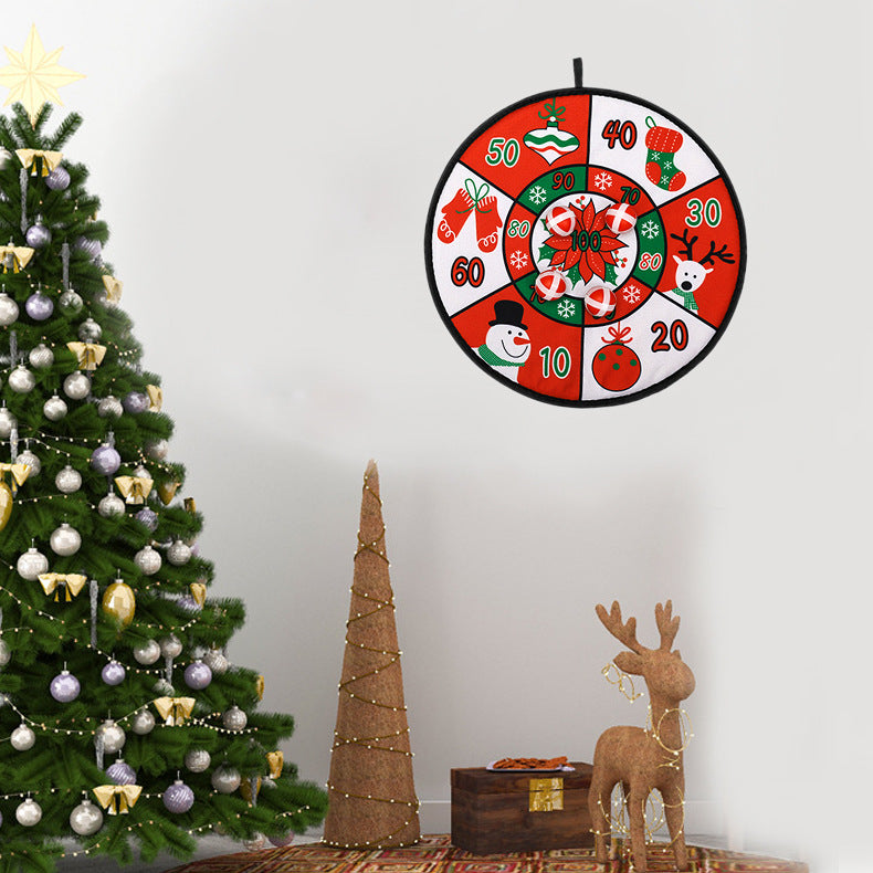 Christmas throwing game with colorful cloth board and ball darts