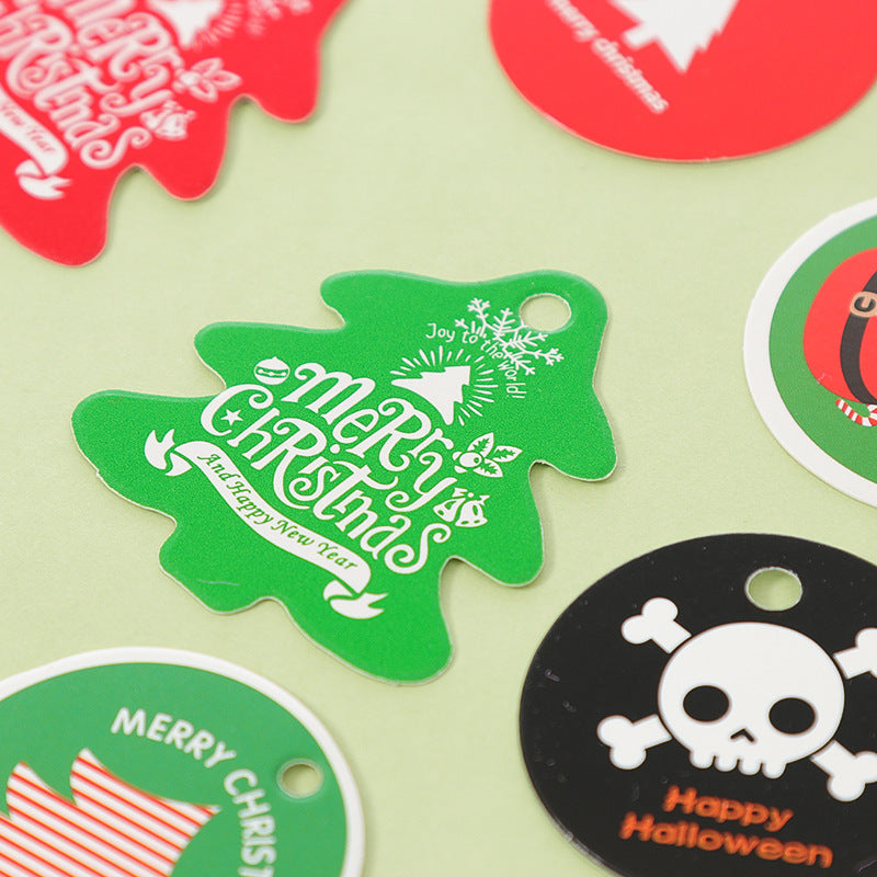 Set of Christmas gift tags showing multiple designs