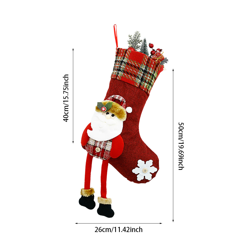Red double snowman Christmas stocking - festive Christmas decoration