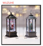 Christmas oil lamp set showing figure and tree decoration options