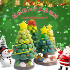 Finished clay Christmas tree craft pieces on display