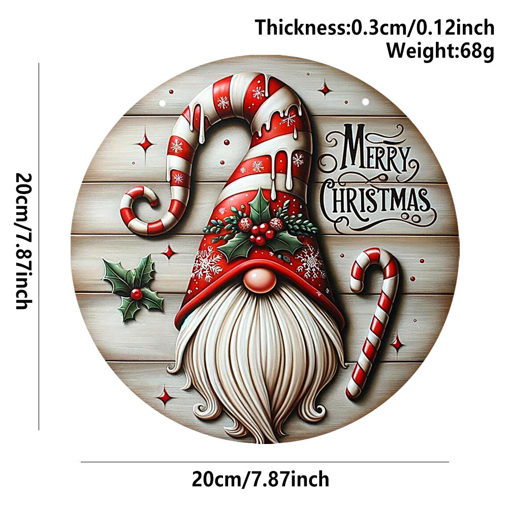 Rustic wooden Christmas door pendant with UV-printed faith design displayed on wooden background Main image