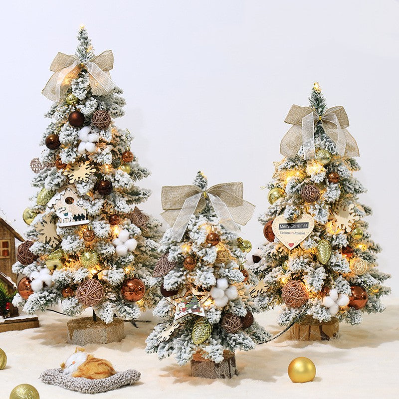 Gold flocked mini Christmas tree for Christian home decor