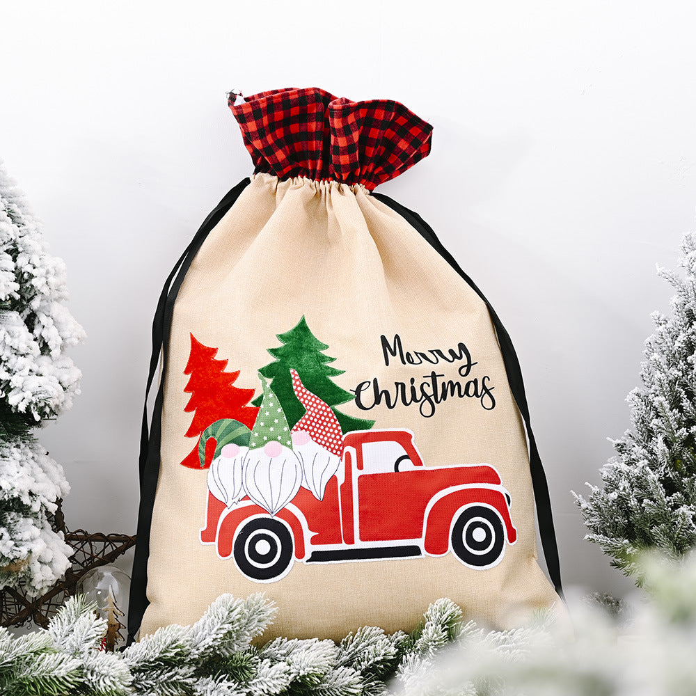 Forest old man car design detail on Christmas gift bag