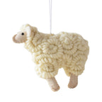 Faith-inspired wool felt sheep ornament for holiday display