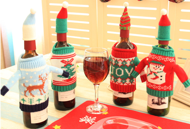 Festive bottle cover with hat for Christmas holiday home decoration