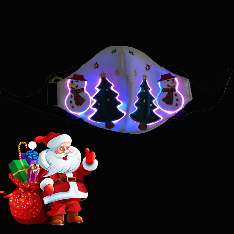 Christmas glowing mask with LED lights showing festive design