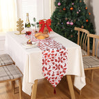 Christmas Star Snowflake Table Runner - Christmas decoration featuring silver snowflake and star design on table runner