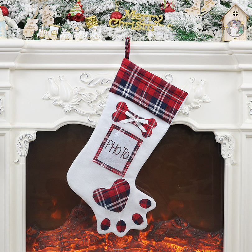 Christmas gift stocking with dog paw design packaging