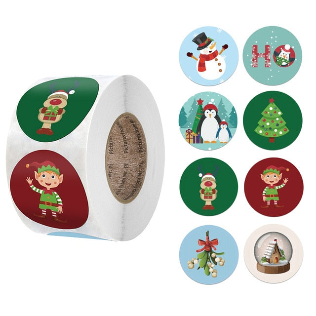 Kraft paper round stickers for Christmas gift wrapping