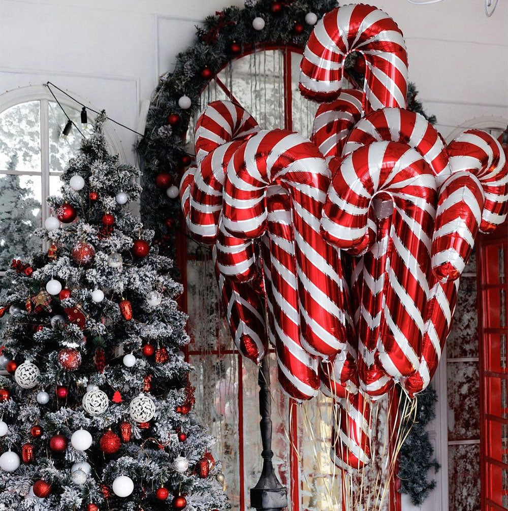 Reusable crutch shaped balloons for Christmas gatherings