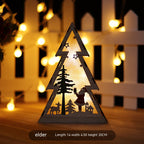 Wooden luminous Christmas ornament displayed in warm lighting for seasonal home decor