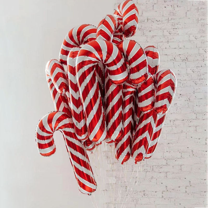 Festive crutch balloons for holiday parties and events