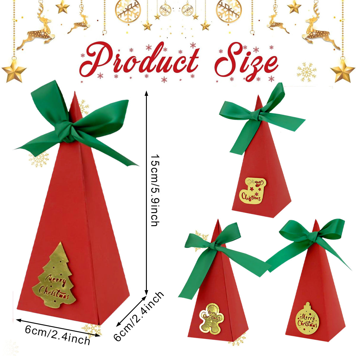 Flat lay of Christmas treat boxes for party table display