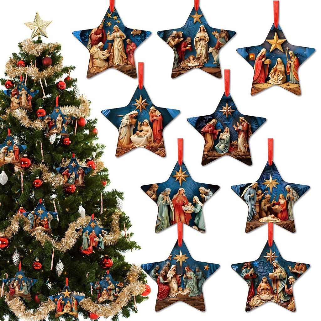 Wooden cross tree ornament with rustic finish