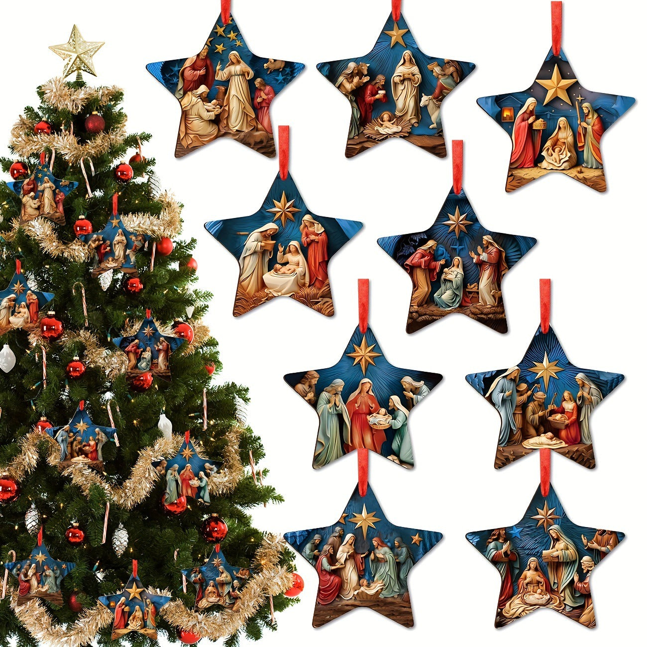 Wooden cross tree ornament with rustic finish