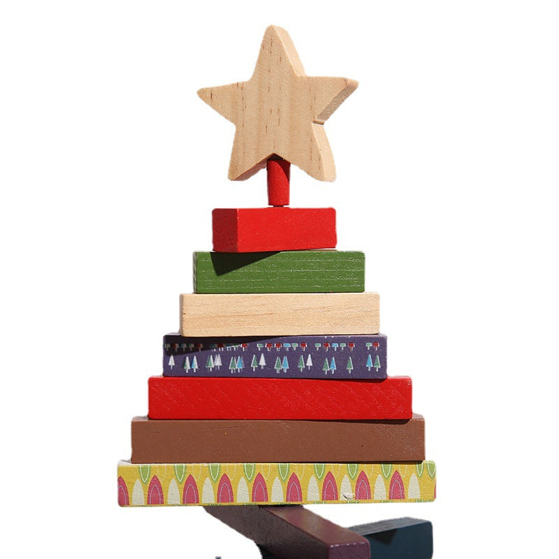 Large rotating tree building block decoration with carved detail in spray paint finish