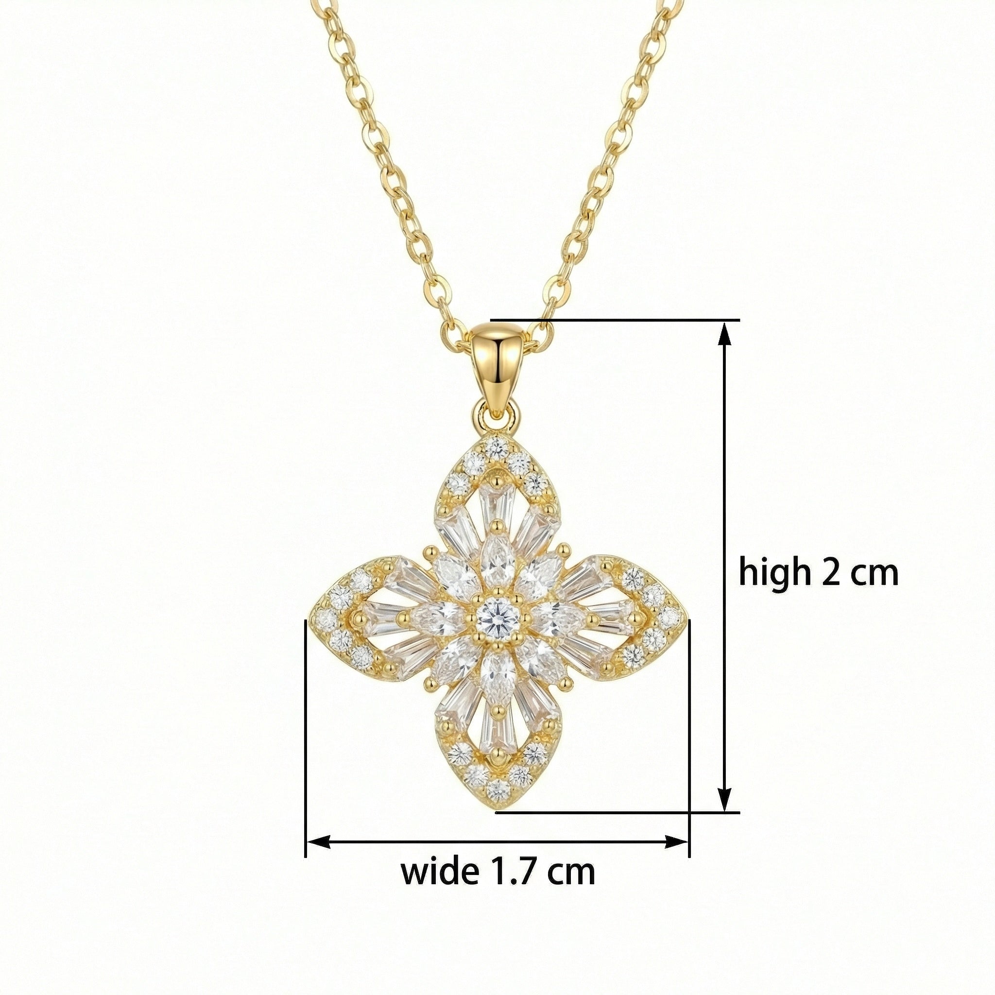 Elegant floral cross pendant with round center stone and sparkling crystal details in silver