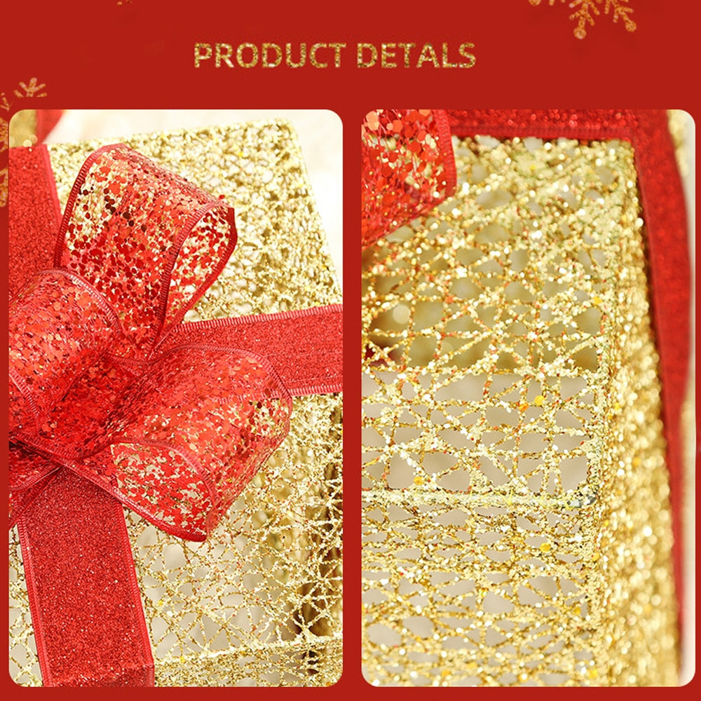 Christmas gift box set with warm lighting - holiday home décor