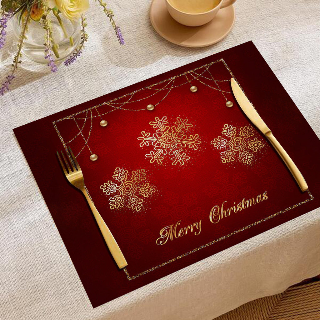Festive Christmas linen placemat for Christian home dining