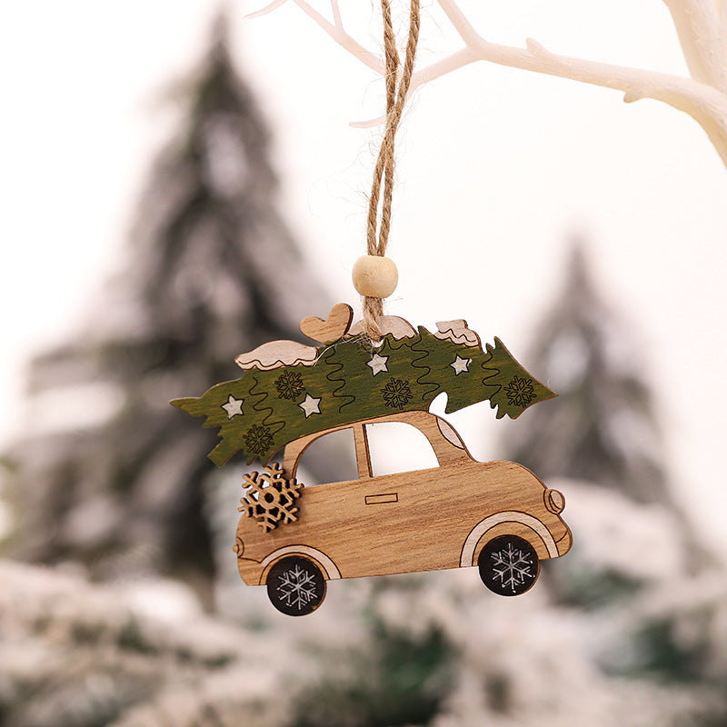 Green wooden Christmas tree pendant representing hope and redemption