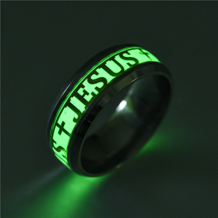 Durable steel brass Christian ring with soft glowing finish