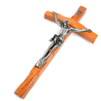 Solid wood cross with zinc alloy Christ figure for faith-filled spaces