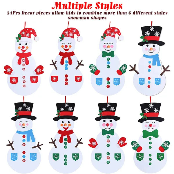 Children crafting felt snowman decorations for holiday fun