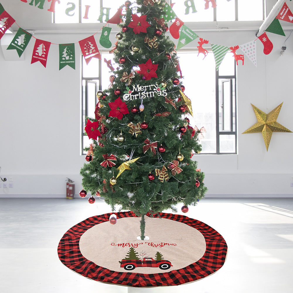 Christmas tree skirt as festive gift with holiday decor