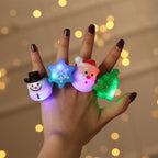 Small tree-shaped Christmas finger light glowing red