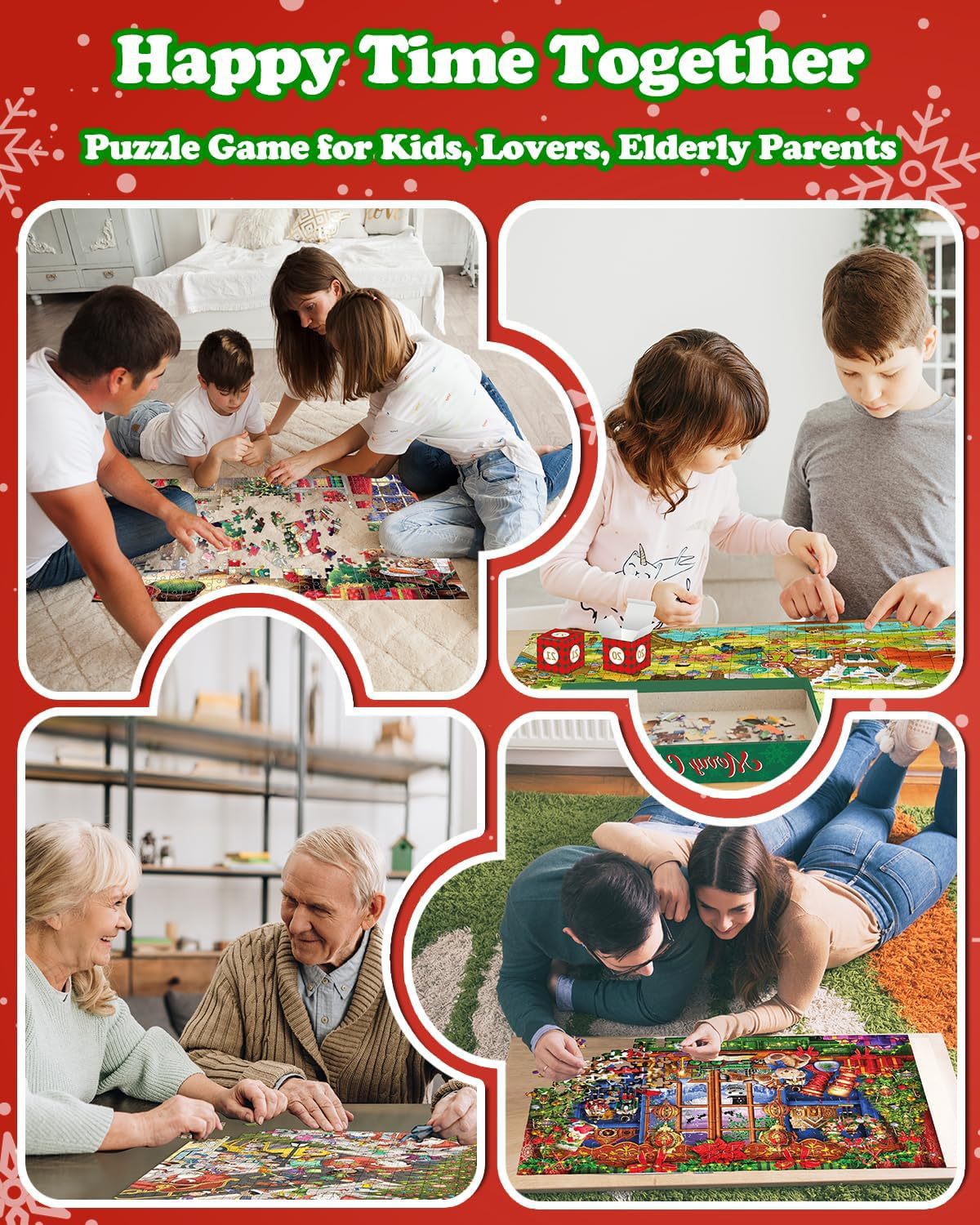 Santa Claus puzzle pieces arranged in advent calendar style display