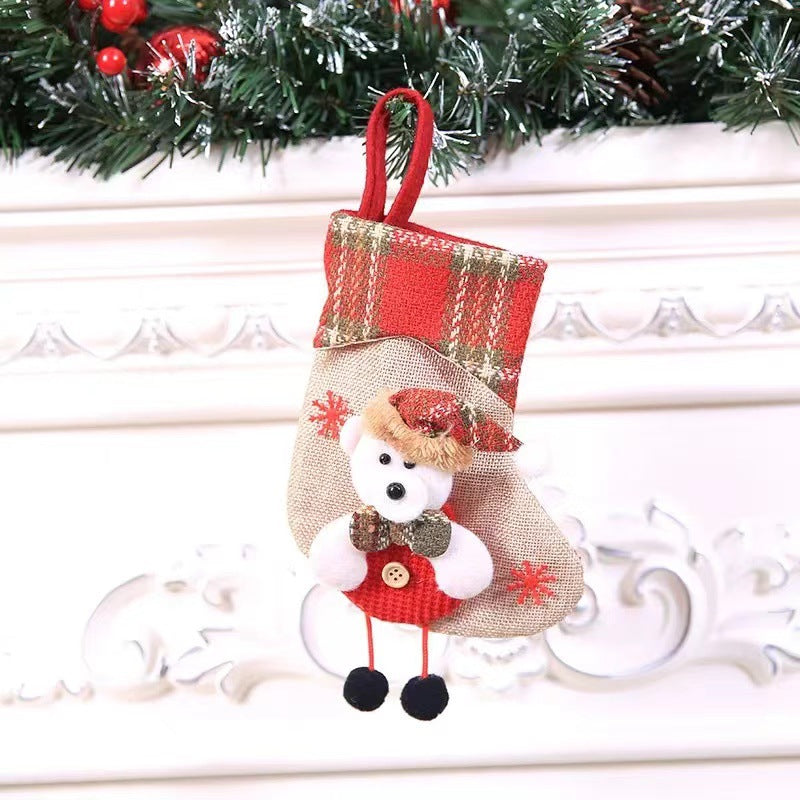 Festive Christmas Stocking Gift Bag Hanging Ornament - Christian Jewelry