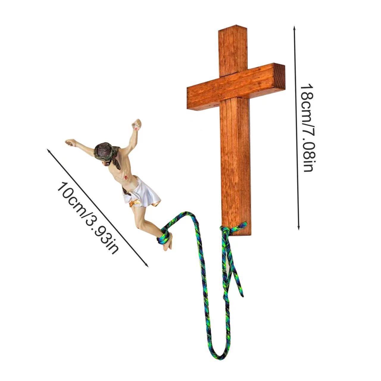 European style bungee Jesus cross decorative figurine in black resin