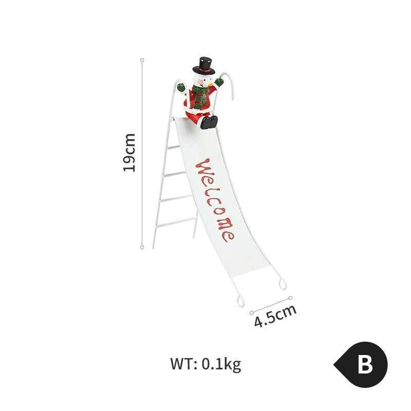 Christmas decoration set with three distinctive holiday figures in red, white, and green