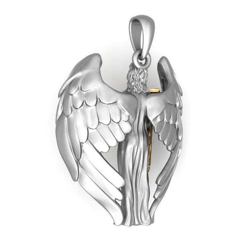 Men wearing vintage Jesus wings necklace as bold faith-inspired accessory