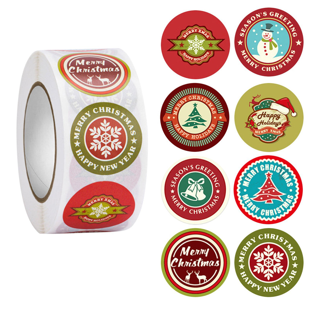 Christmas stickers applied to home wall for festive seasonal decoration