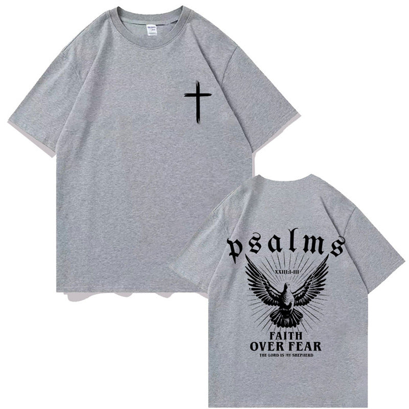 Peace dove and faith text printed on short-sleeved men's tee