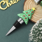 Set of festive bottle stoppers with Christmas tree theme
