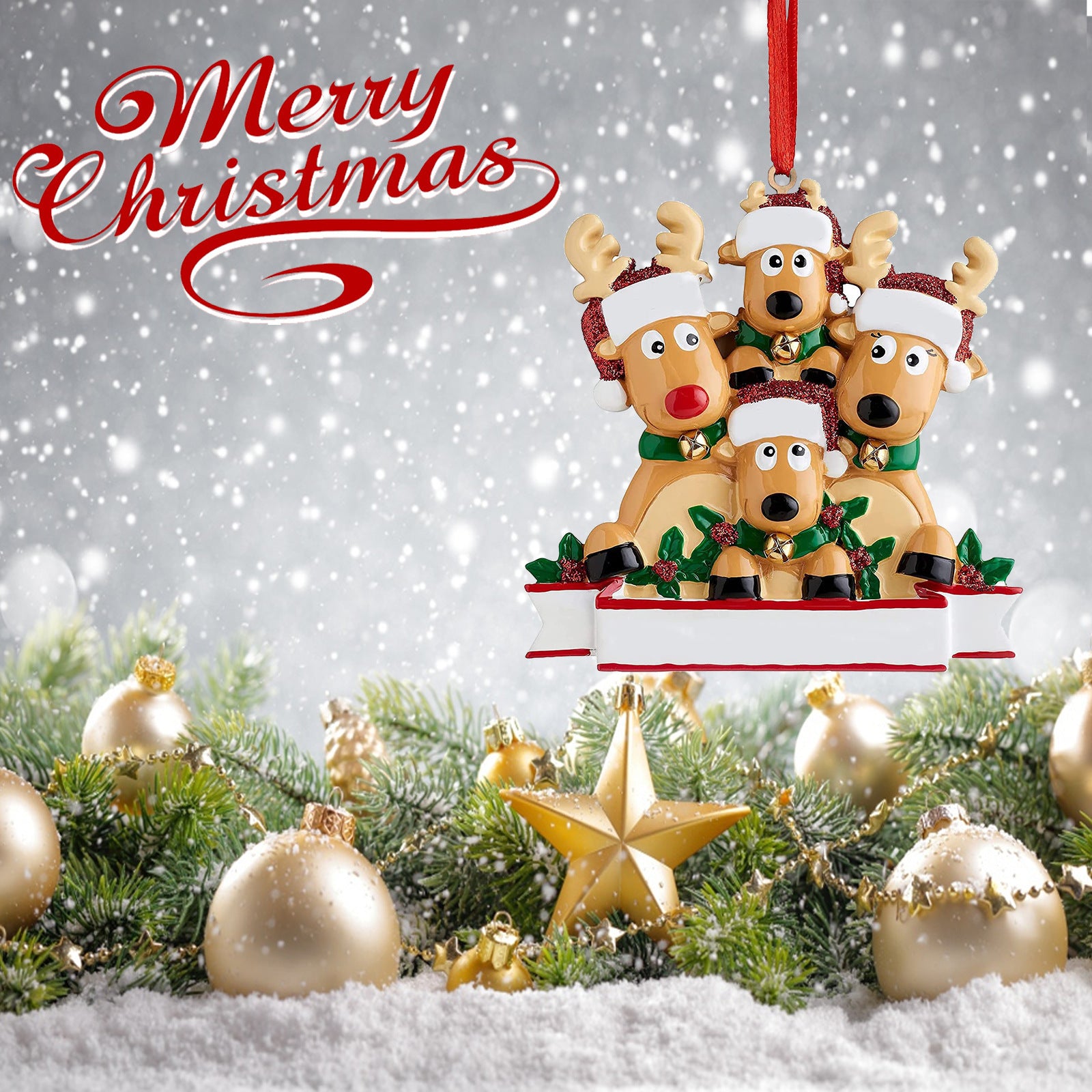 Christmas Reindeer Family Resin Pendant Home Decor - Christian Jewelry