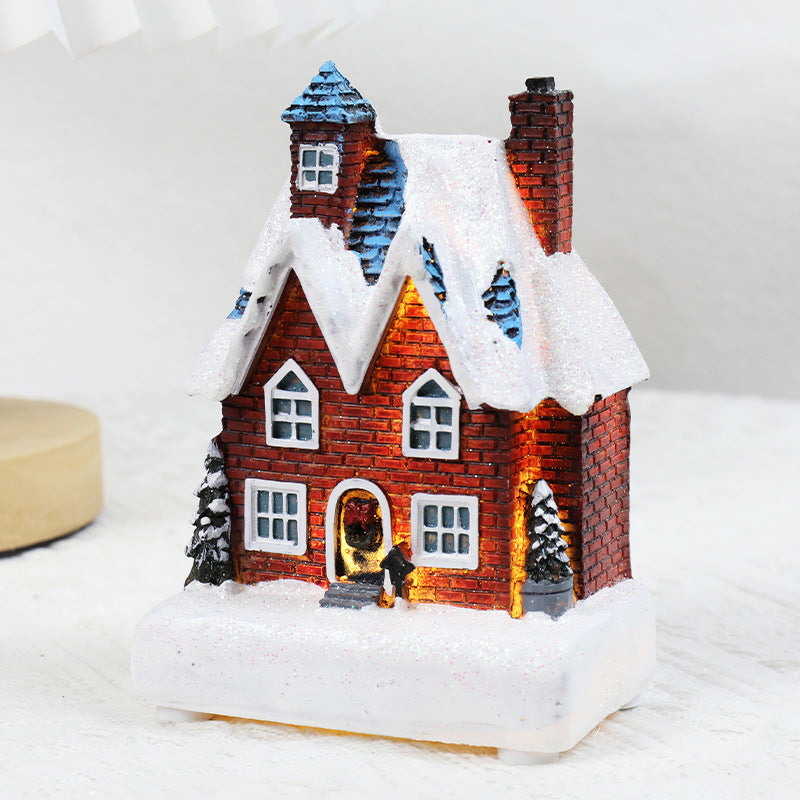 Colorful resin Christmas house ornament display