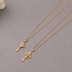 Copper cross pendant close-up detail shot