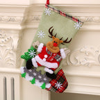 Linen Christmas stocking gift bag displayed as holiday decor