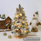 Golden red flocked mini Christmas tree holiday decoration