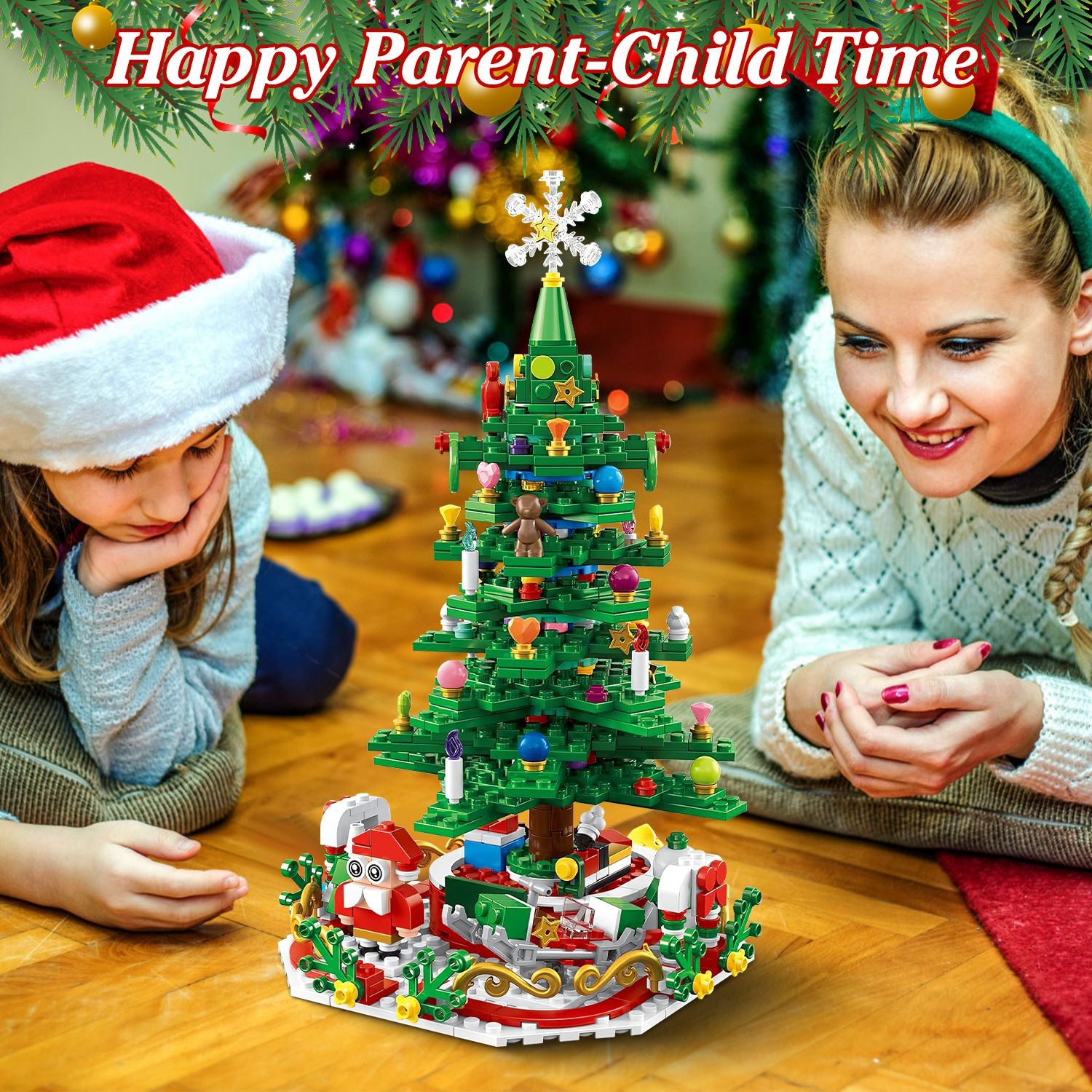 Cozy holiday ambiance with glowing LED Christmas tree in evening light