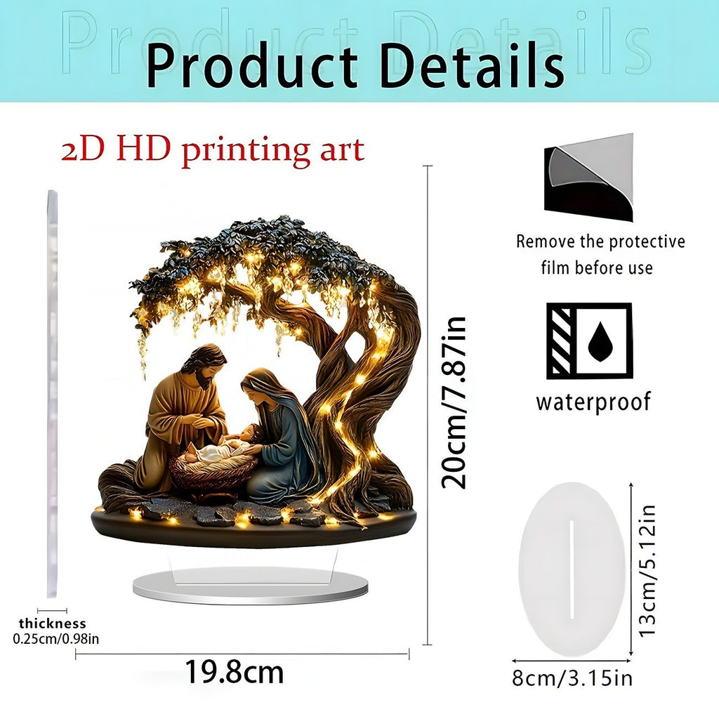 Jesus Tree of Life acrylic ornament with modern minimalist design